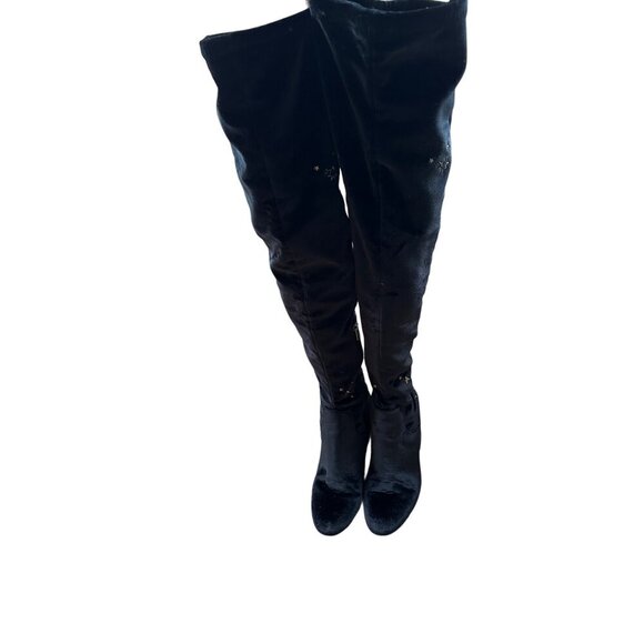 ASH Eros Velvet Boho Black Tall Boots Embroidered Over-The-Knee Sz 37 US 6.5 - Picture 16 of 16